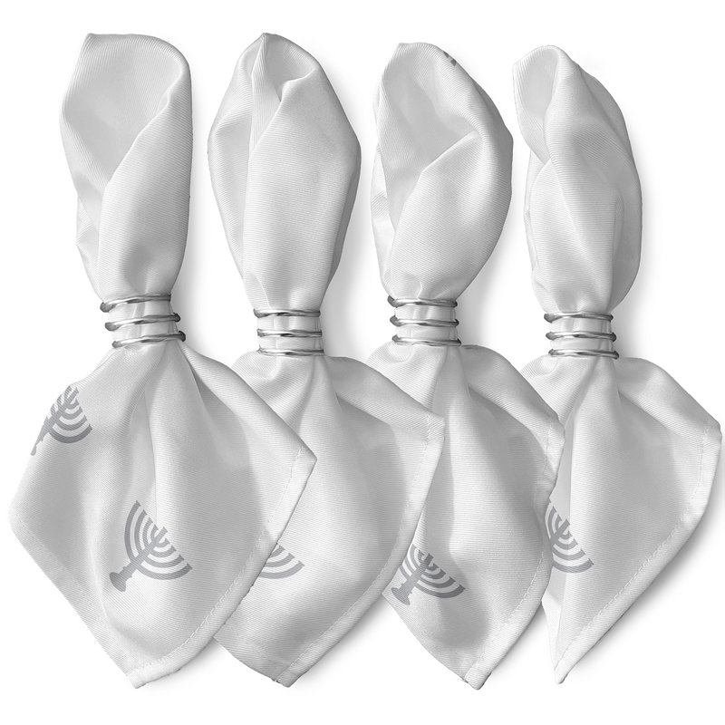 Laila-Iman Polyester Traditional Napkins, White/Brown