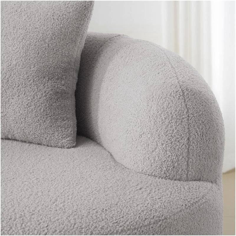 Canapé courbé gris avec accoudoir rond, canapé à compression avec 2 coussins, canapé crème pour petit espace, salon, chambre à coucher, sans assemblage