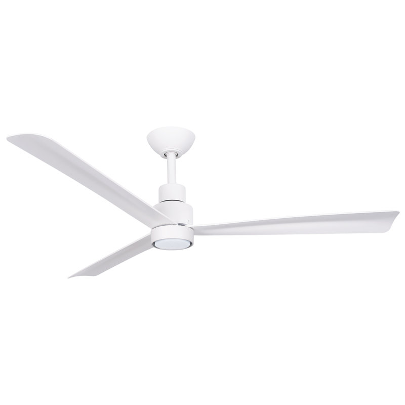 Simple 52" Led Indoor/outdoor Ceiling Fan, White, White