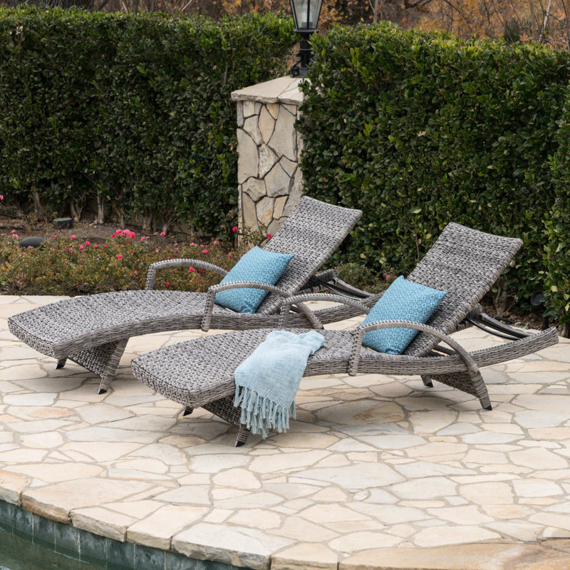 Chaise longue en gris - Chaise longue d'extérieur polyvalente pour toutes les saisons avec repos confortable