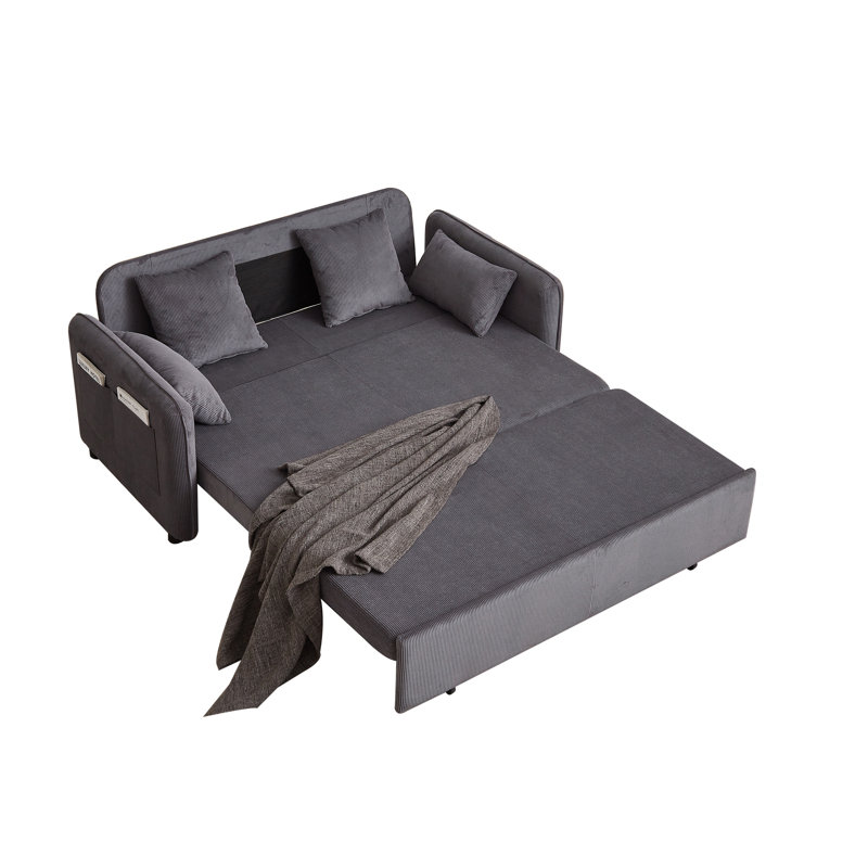66'' Upholstered Sleeper Sofa, Gray