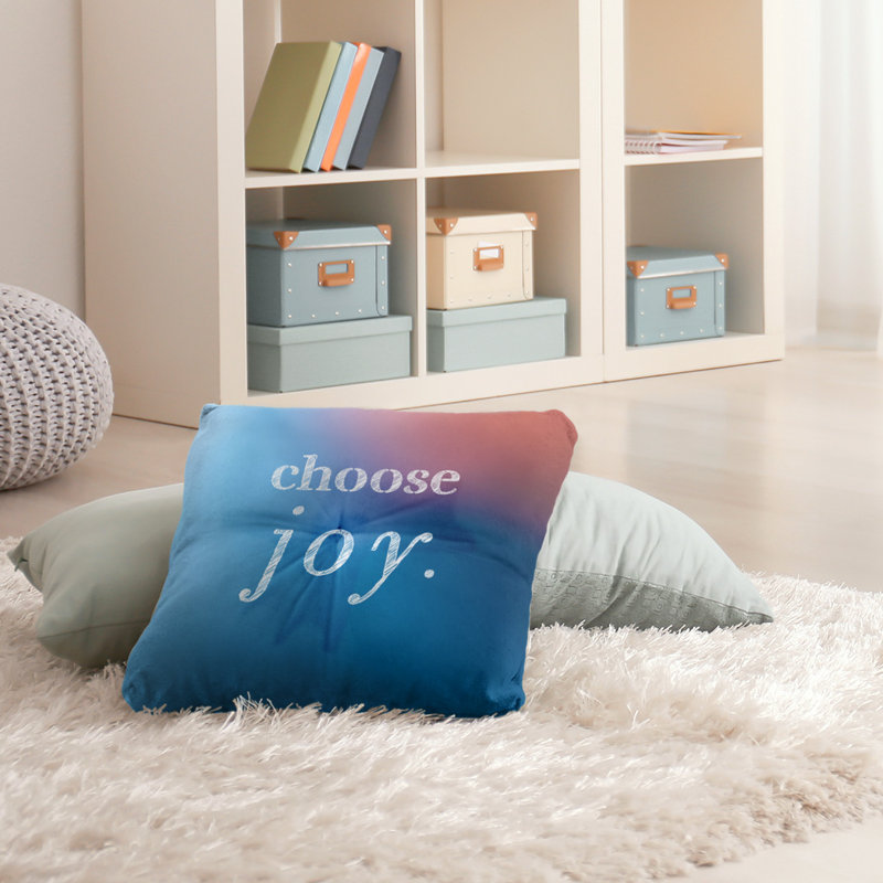 Reversible Throw Pillow, 30" H x 30" W, Blue/Pink
