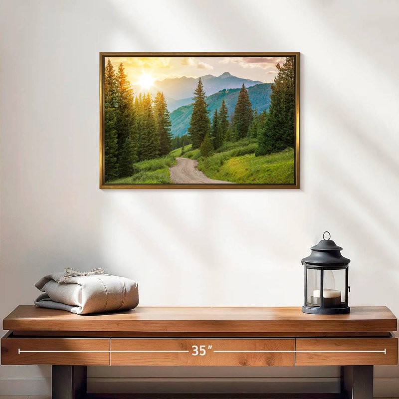 Forêt de pins du Colorado, 19 po x 13 po, Cadre flottant doré