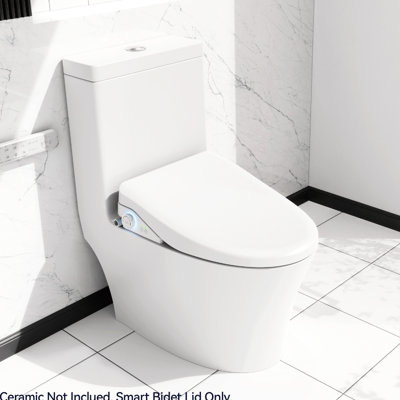 Siège de toilette de bidet chauffant avec commande à bouton latéral - buse autonettoyante, température de l'eau réglable, fermeture silencieuse silencieuse, couvercle automatique, conception intelligente hygiénique chauffée, purge de buse automatique, propriétés,