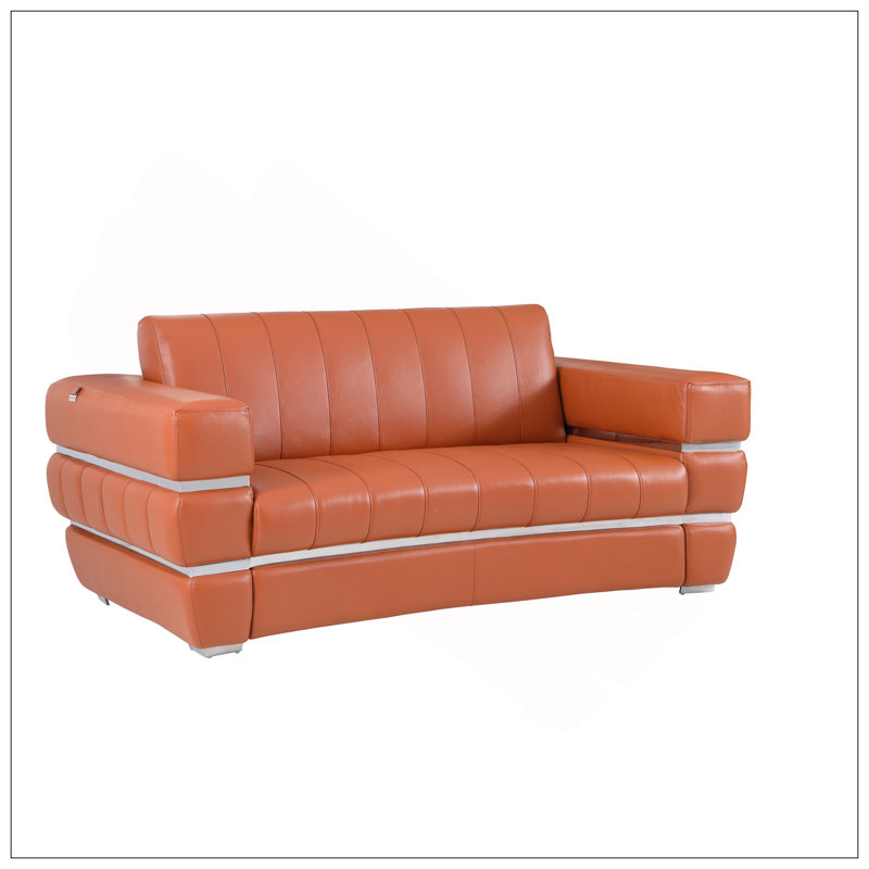 Causeuse en cuir italien Global United, Orange