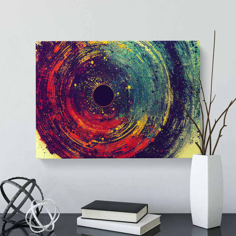 Vinyl Record Abstract Painting Vol.2 - Wrapped Canvas, 35cm H x 50cm W x 3cm D