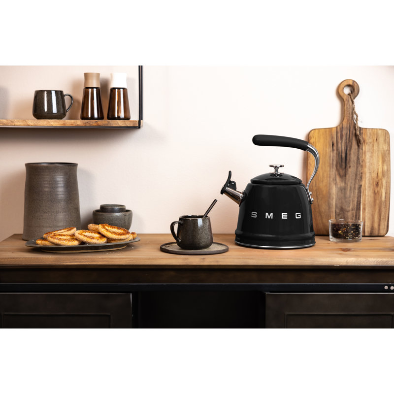 Smeg WKF01 50's Style Retro Whistling Kettle, Black