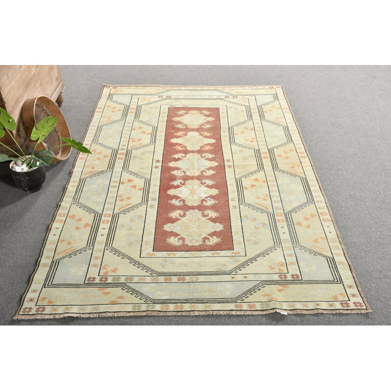 Tapis Oushak rétro en laine tissé à la main Vintage