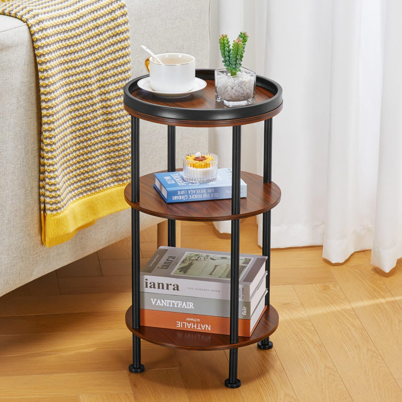 Small 3-tier Round Side Table Cherry