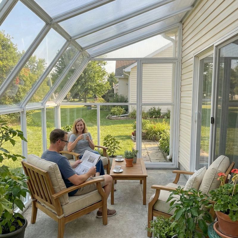 Palram - Canopia Sunroom 2 - 6' W x 10' D Walk-In Hobby Polycarbonate Resin Frame Greenhouse Kit with Roof Vent -White