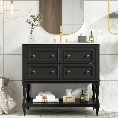 Meuble-lavabo simple 36 po avec comptoir en céramique 36 po