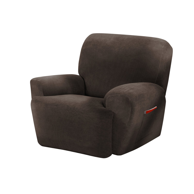 Housse pour fauteuil inclinable rayé extensible à coussins en T, Moka