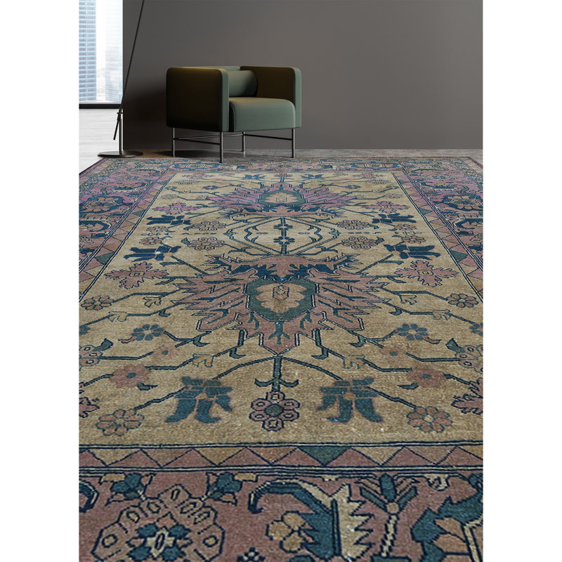Hand-Knotted High-Quality Beige and Blue Area Rug