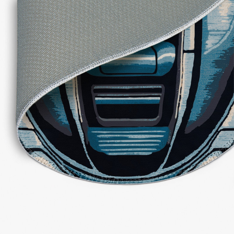 Transportation Gray Indoor and Outdoor Area Rug, Round 5'