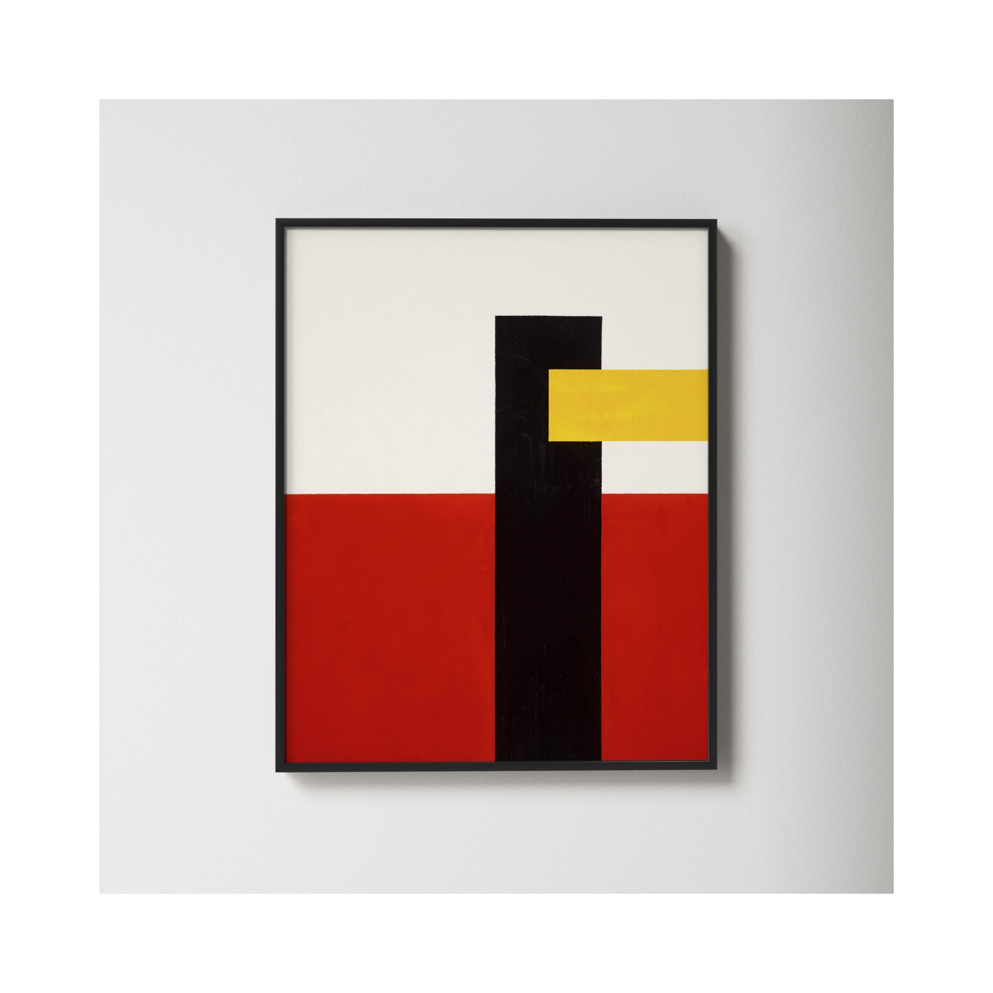 Composition With Yellow 4 by Robert Kamnatnik, Black Framed Paper, 20" H x 16" W x 1.25" D