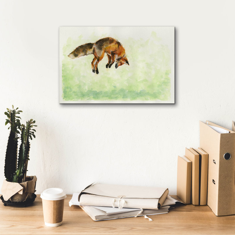 Toile épique «Leaping Fox» par Anika Goodhue, H 12 po x l 18 po x P 0,75 po