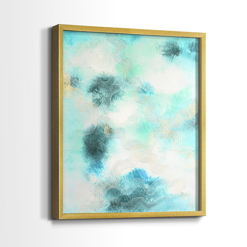 Impression encadrée Blue Shift I-Premium - prête à être accrochée - aucun clou requis - aucun clou requis, Doré