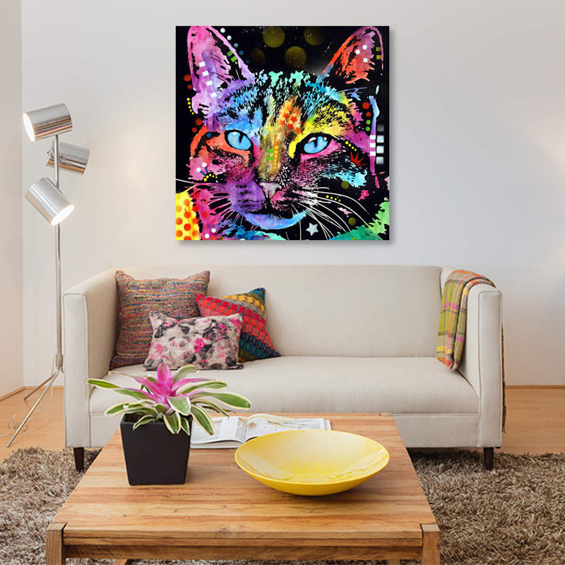Thoughtful Cat by Dean Russo - Print on Canvas, No Frame, 45.72 cm H x 45.72 cm W x 1.91 cm D