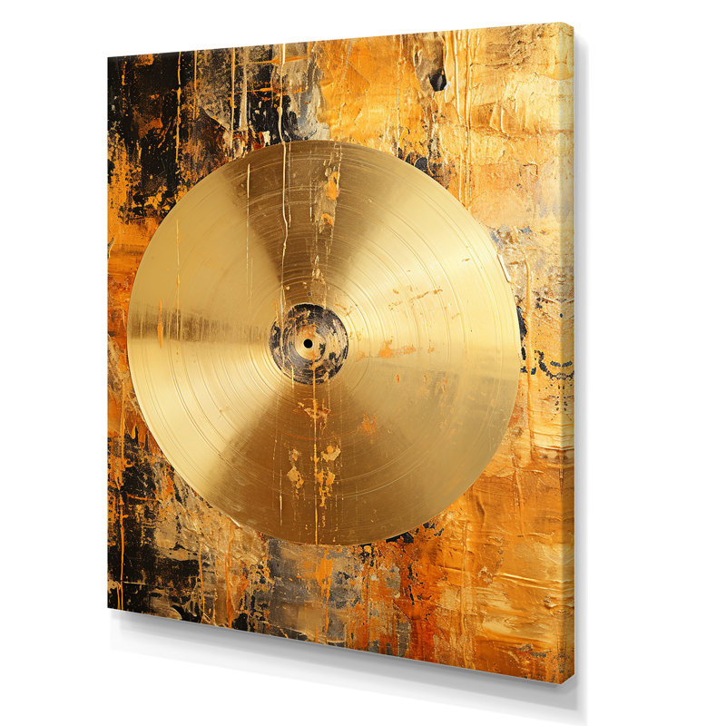 Cymbale symphonie dorée - reproduction d'art sur toile, Toile tendue, H 32 po x l 16 po x P 1 po