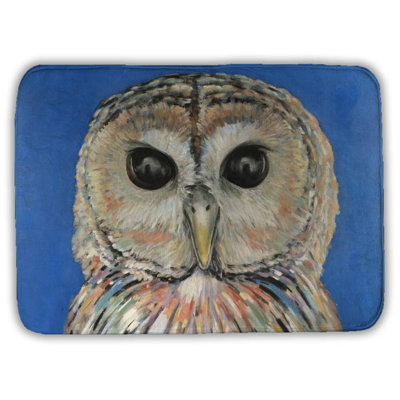 Colorful spotted owl Bath Mat with Non-Slip Backing - Quick Dry Memory Foam Bathroom Rug - Absorbent - Modern Plush Spa-Style - Machine Washable