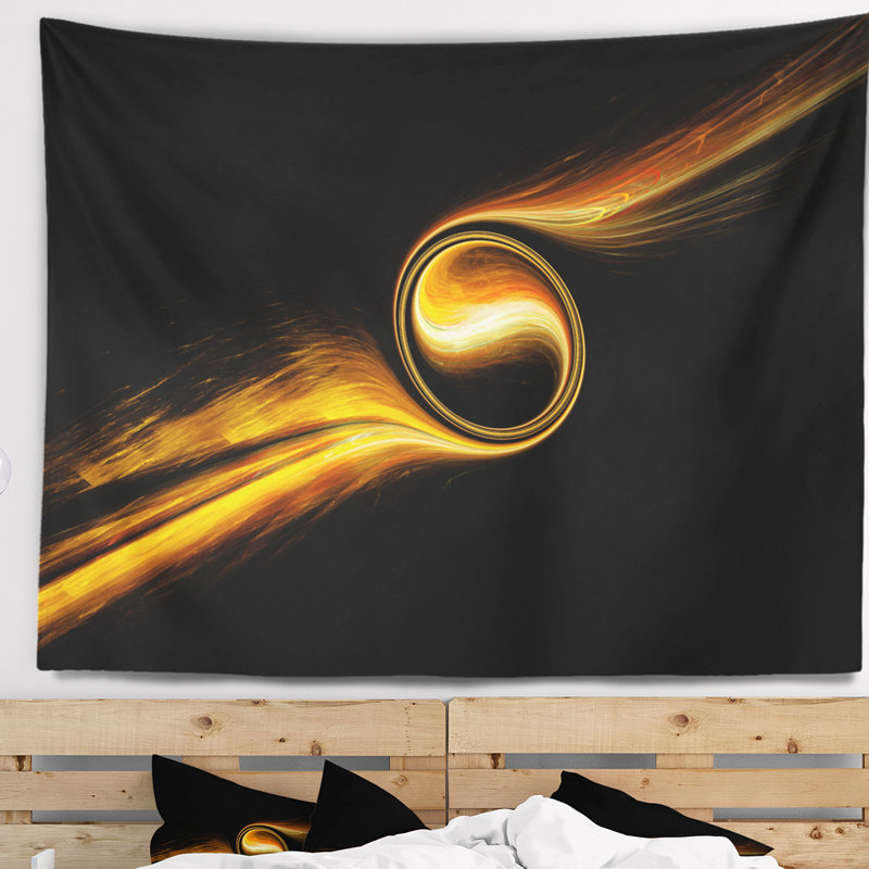 Tapisserie de motif jaune danse 3d, H 32 po x l 39 po