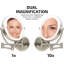 Miroir de maquillage mural lumineux 7,5 po Ovente, loupe 1X et 10X, DEL ronde double face avec gradateur, bras extensible, rétractable et pliant, nickel brossé alimenté par pile USB MLW75BR1X10X-1672813176