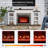 72" Farmhouse Electric Fireplace With Mantel, Fireplace Tv Stand For Tvs Up To 80 Inch, Entertainment Center With Storage, Realistic Stacked Stone Surround For Living Room-1105419407-1085694330