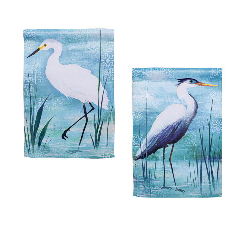 Blue Heron Reversible Suede Garden Flags