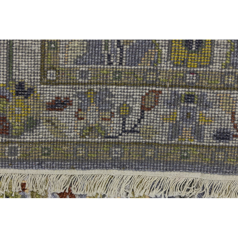 Tapis gris en laine noué à la main