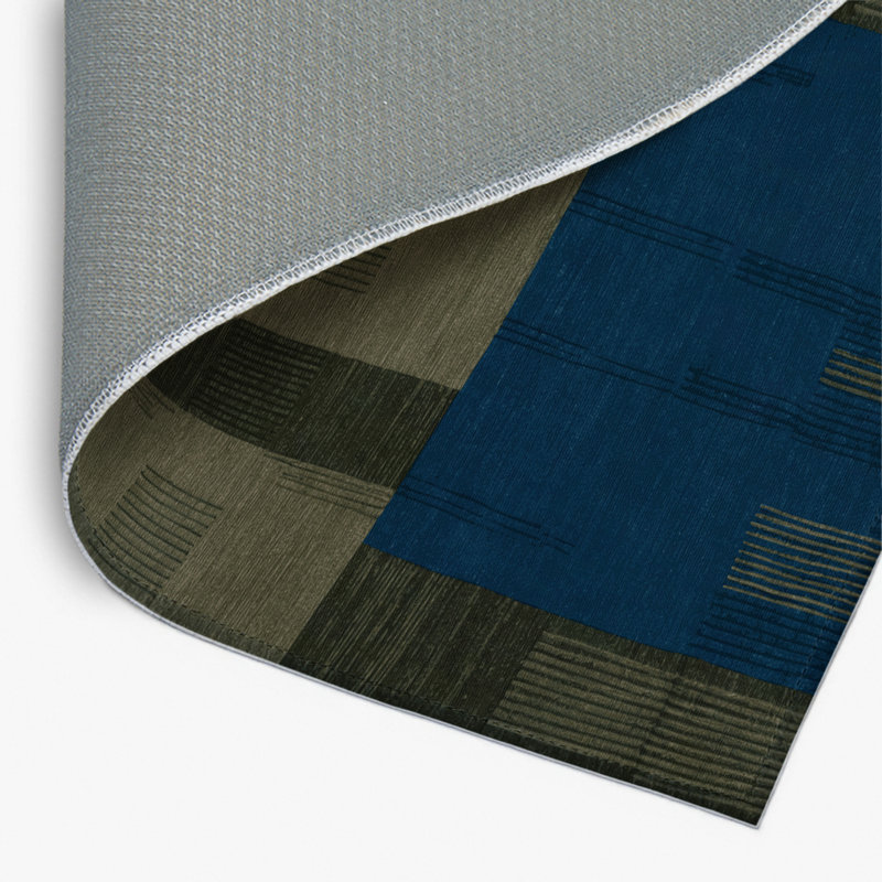 Tapis d'intérieur et d'extérieur à carreaux bleu, Rectangulaire 2 pi x 3 pi
