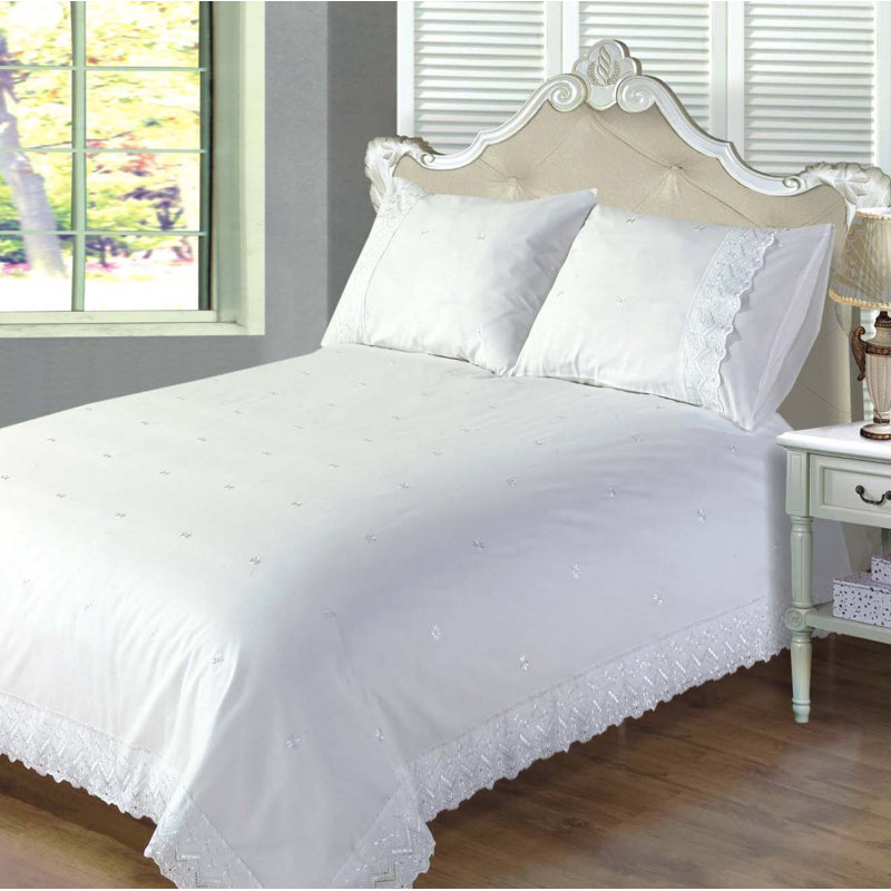 Syrine Solid Colour Duvet Cover Set with Pillowcases Included, Single Duvet Cover + 1 Standard Pillowcase, White