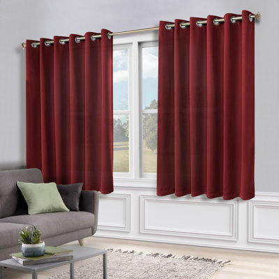 Millendon Energy Saving Modern Polyester Grommet Room Darkening Curtain Pair