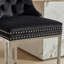 Tabouret de bar de 25 po de hauteur (de 2), velours noir rembourré avec dossier à boutons et garniture de rivet, base en métal chromé pour tabourets de maison, base moderne,-1404441253