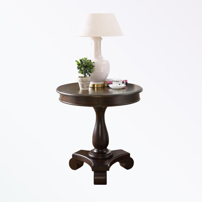 Round Wood Pedestal Side Table