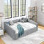 Structure de lit double capitonnée capitonnée, structure de canapé-lit avec dossier et accoudoirs confortables, lit double pour chambre à coucher, salon, velours gris-1835227977