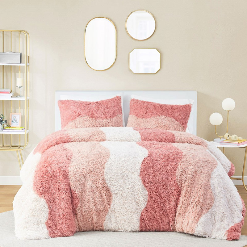 Édredon Cozy King - fausse fourrure à poils longs, style ombré, rembourrage intérieur de taille élégante, revers en microfibre,