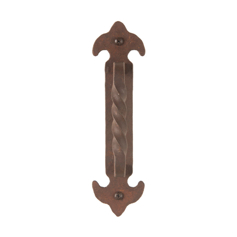 8" Black Hammered & Twisted Wrought Iron Door Handle