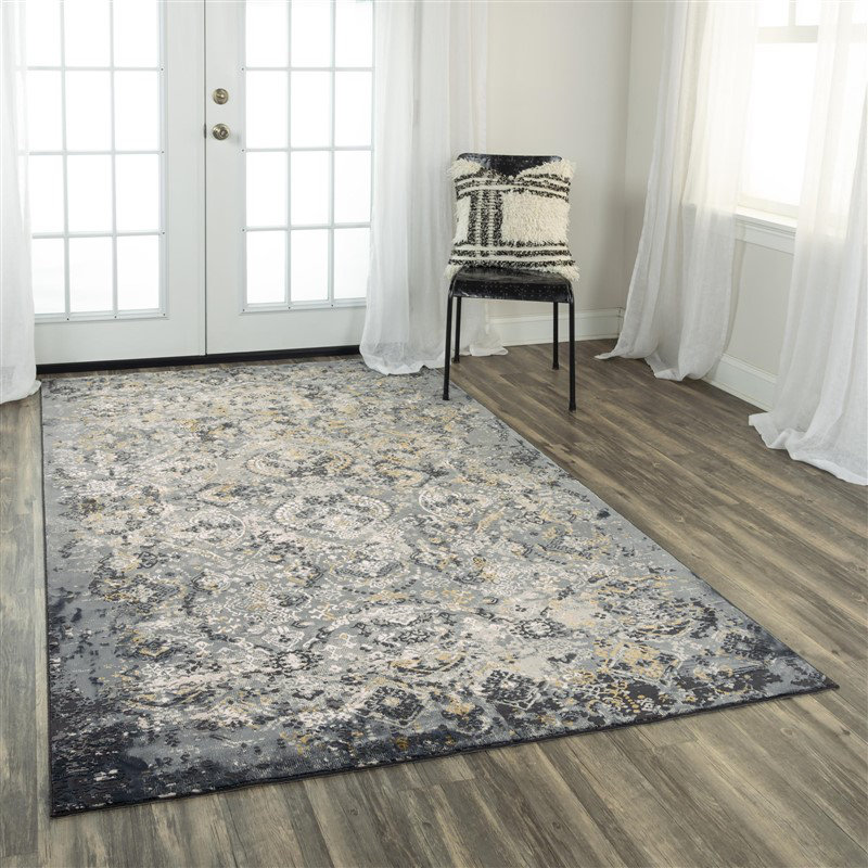 Tapis oriental gris foncé Jonason, Tapis de couloir 2 pi 7 po x 9 pi 6 po