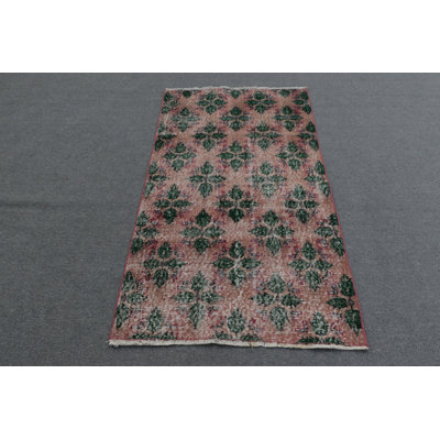Tapis décoratif en laine brun fait à la main idéal pour le vestibule et la chambre à coucher bohémienne avec un design turc anatolien