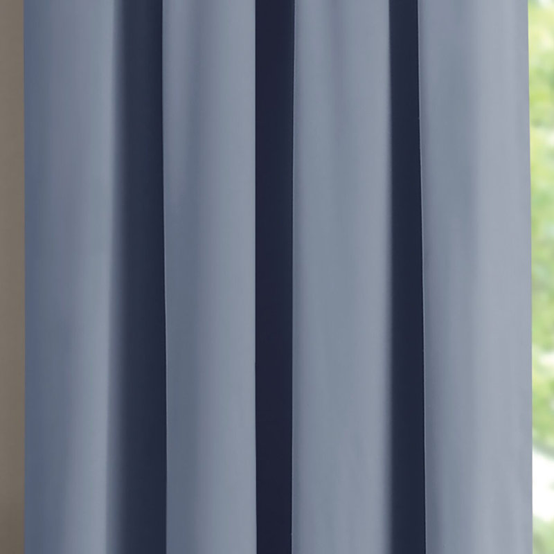 Cotton Blend Room Darkening Curtain Single Panel, Blue