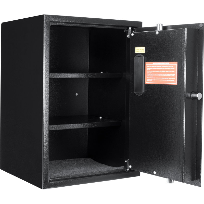 Black Steel Biometric Fingerprint Safe with Mounting Hardware
