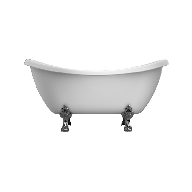 Minerva 69'' x 28'' Soaking Acrylic Bathtub, Brushed Nickel