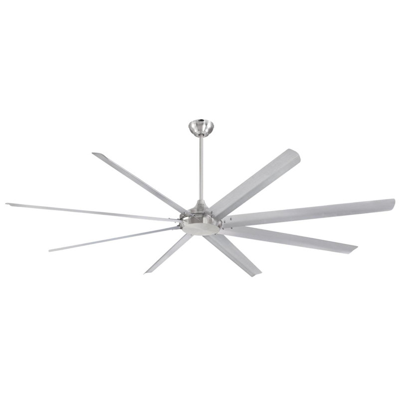 100" McClellandville Industrial Ceiling Fan with Aluminum Blades and Remote Control, Brushed Nickel