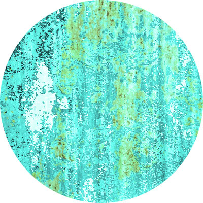 Tapis en laine / polyester abstrait tissé à la machine en turquoise / jaune / gris / blanc