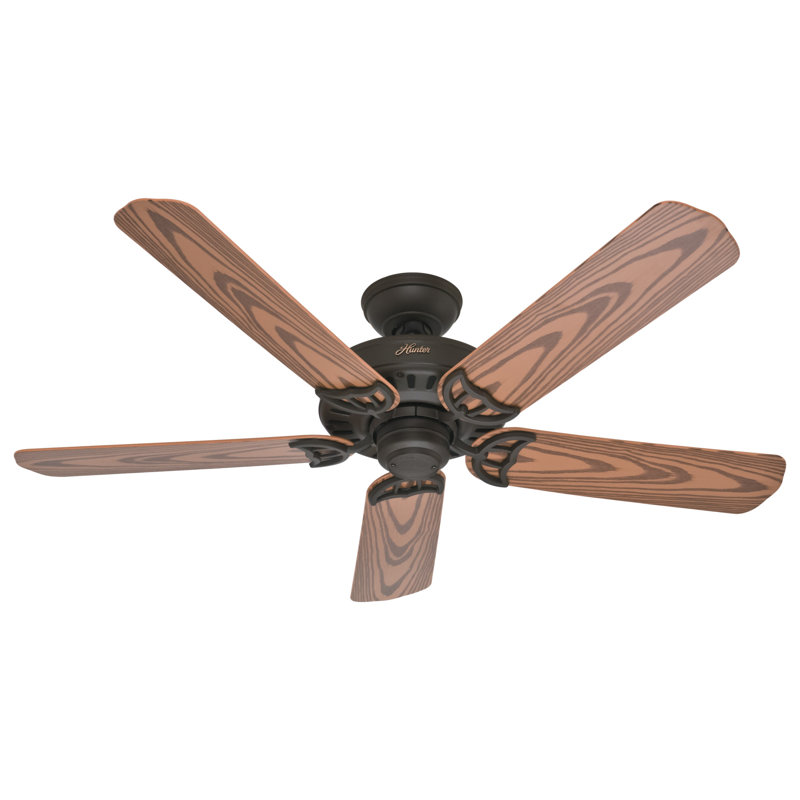 52" Bridgeport 5 - Blade Outdoor Standard Ceiling Fan with Pull Chain, Bronze