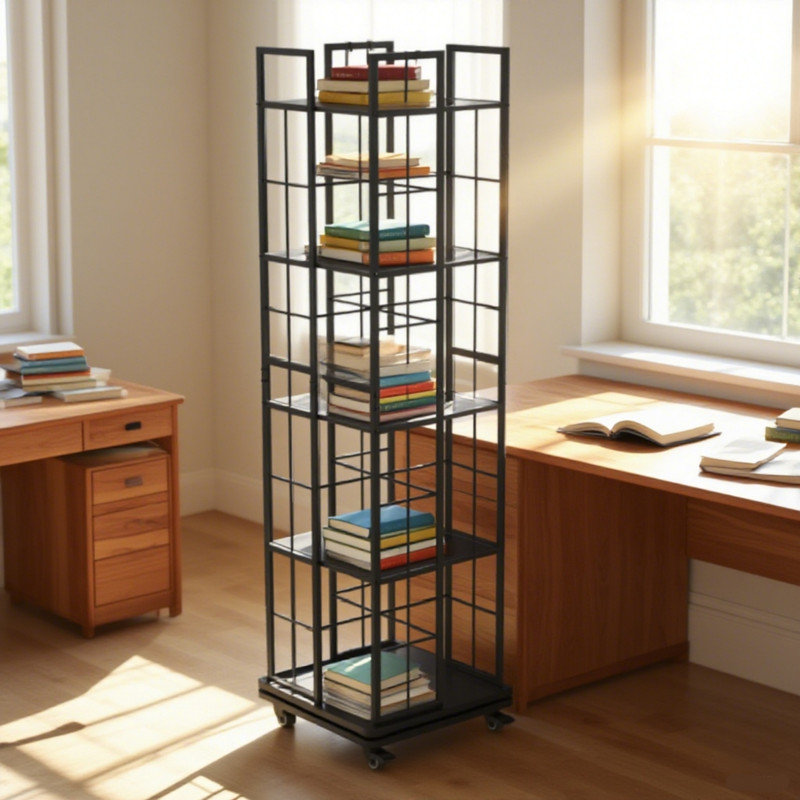 Ironwork rotating bookshelf