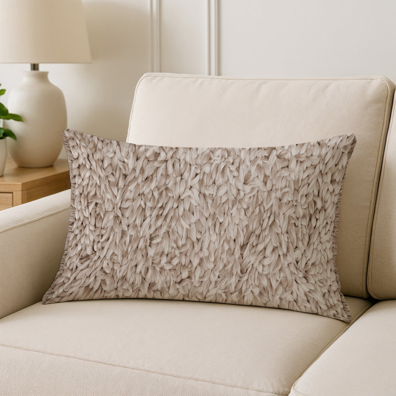 Coussin décoratif intérieur et extérieur Modern, Taupe / beige / ivoire abstrait, Rectangle H 25 po x l 18 po