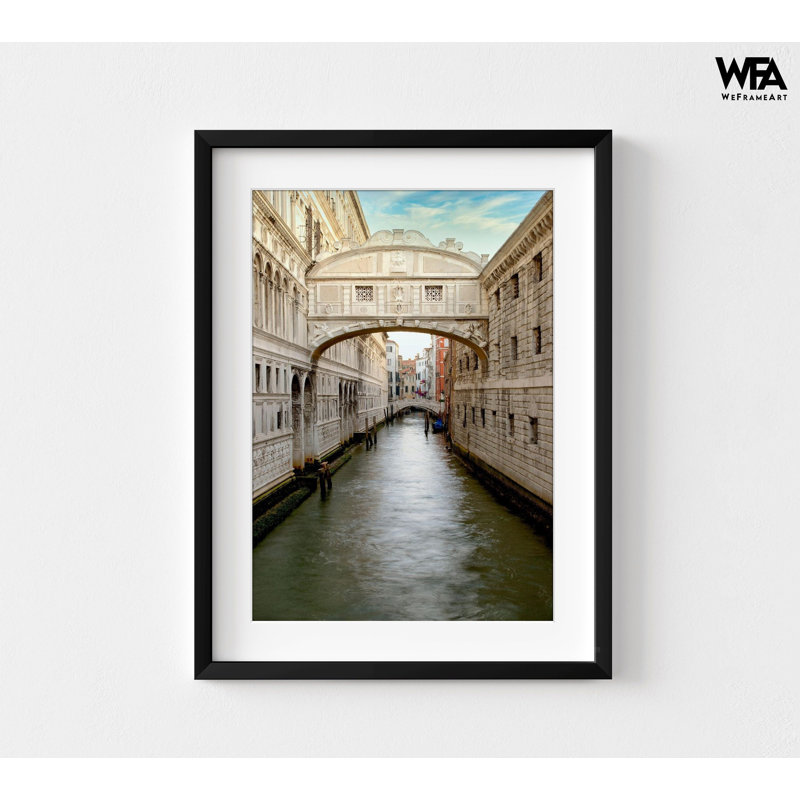 Pont des soupirs, H 10 po x l 8 po, Reproduction encadrée avec passe-partout, Noir, noir, noir, noir