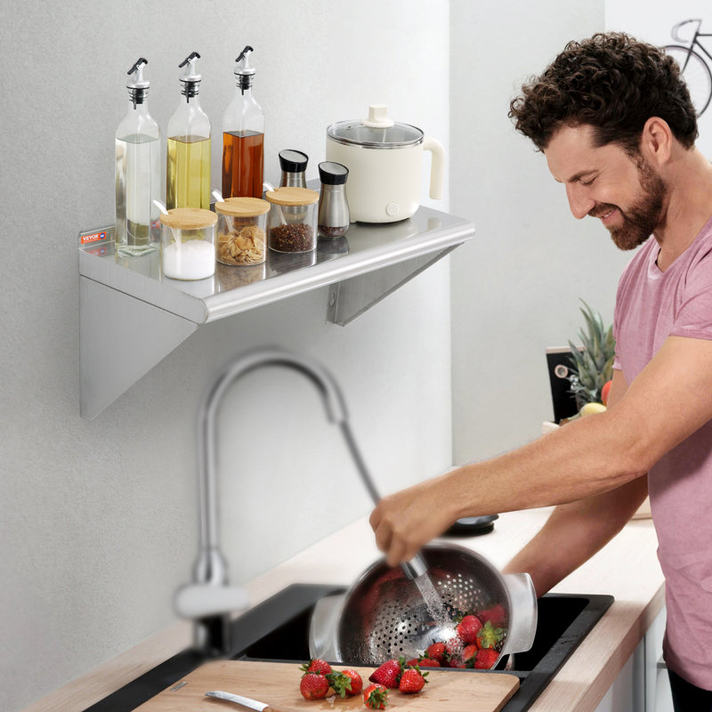 Metal Floating Shelf, 12" H x 24" W x 2.4" D