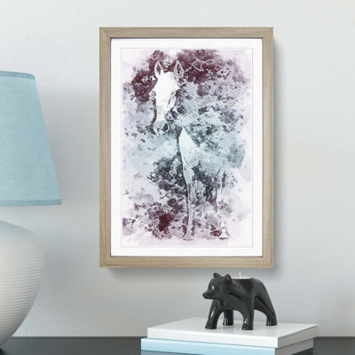 White Horse in the Clouds in Abstract - Picture Frame Painting Print